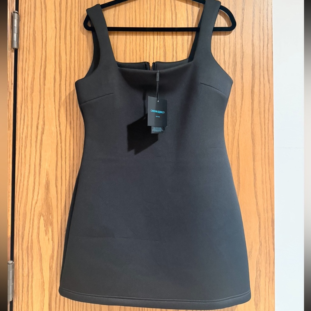 Cynthia Rowley Black bonded  Square-Neck Mini Dress - Picture 3 of 4